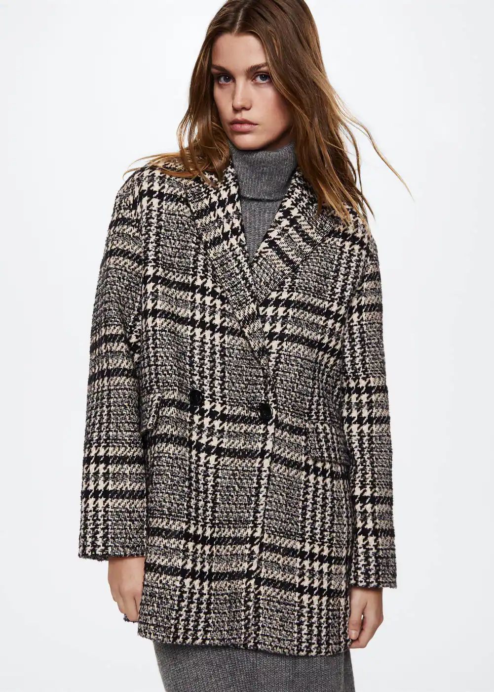 Checked tweed coat -  Women | Mango USA | MANGO (US)