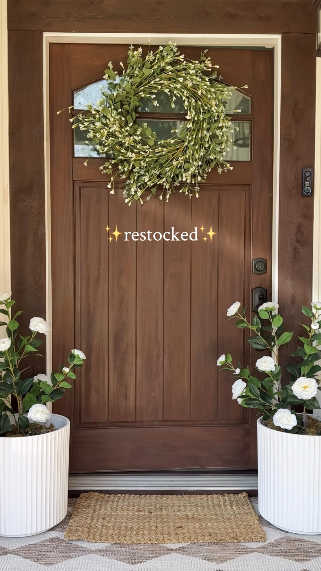 My viral front door wreath is finally back in stock just in time for summer! This 26” eucalyptus  wreath is huge and full of beautiful white blossoms. Get yours before it’s gone again!

#LTKSeasonal #LTKHome