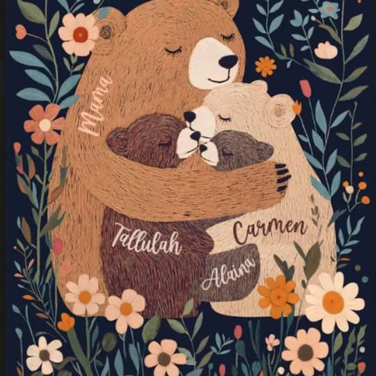 Personalized Mama Bear Flower Blanket, Custom Mother's Day Gift for Mom Grandma, Boho Wildflowers... | Etsy (US)