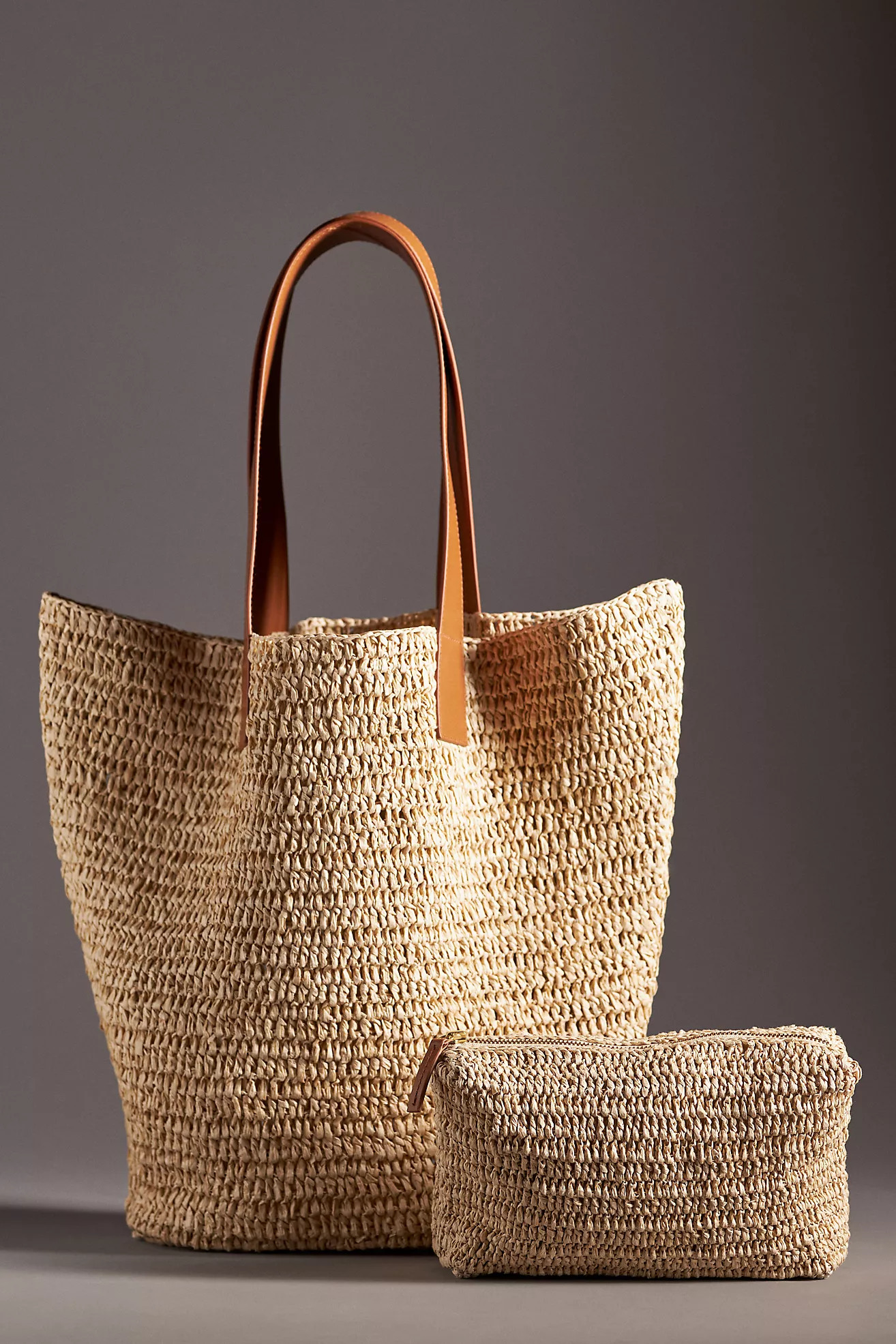 Leather Handle Raffia Tote | Anthropologie (US)