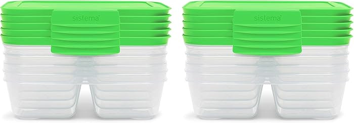 Sistema Nest It Meal Prep Food Storage Containers with Lids, 2 Compartments, 3.7 Cups, Plastic, 1... | Amazon (US)