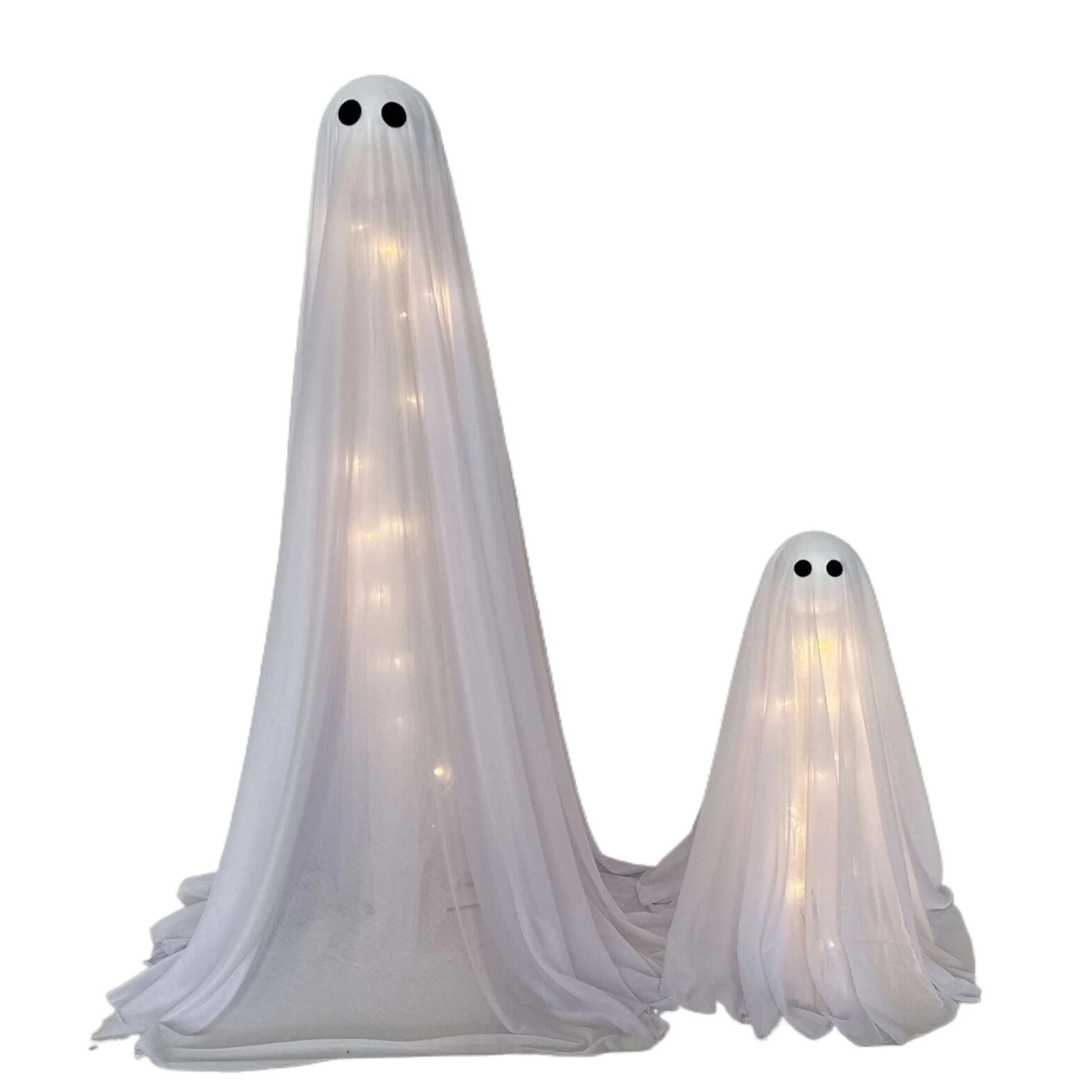 Light-Up Standing Fabric Ghost Decorations, White, 2 Pieces, Halloween by Way To Celebrate - Walmart.com | Walmart (US)