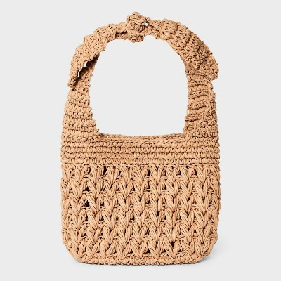 Straw Tie-Top Shoulder Bag - A New Day™ Light Brown | Target