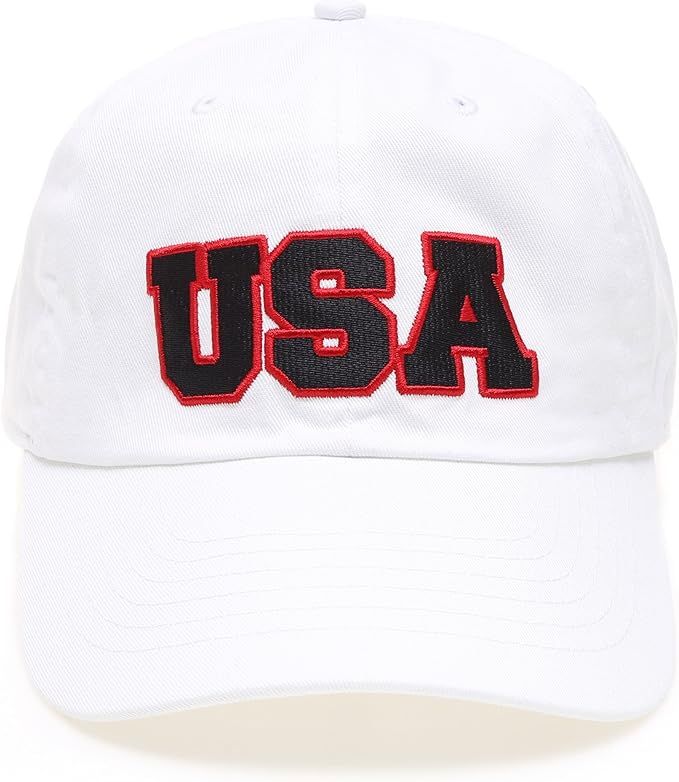MIRMARU USA American Flag Embroidered 100% Cotton Adjustable Strap Baseball Cap Hat | Amazon (US)