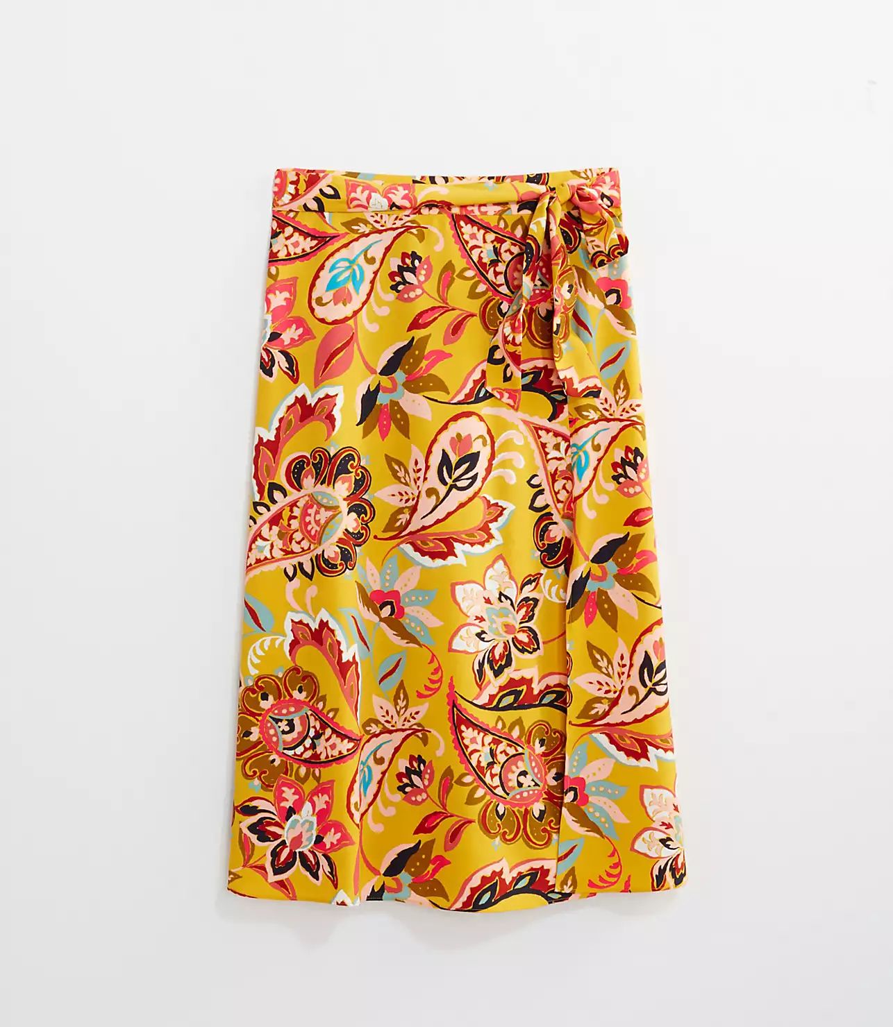 LOFT Plus Paisley Floral Tie Waist Midi Skirt | LOFT | LOFT