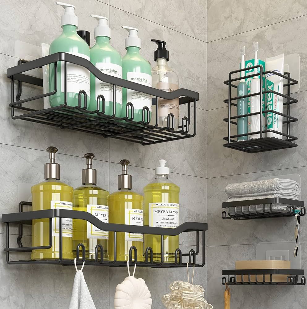Coraje Shower Caddy, Shower Shelves [5-Pack], Adhesive Shower Organizer No Drilling, Large Capaci... | Amazon (US)