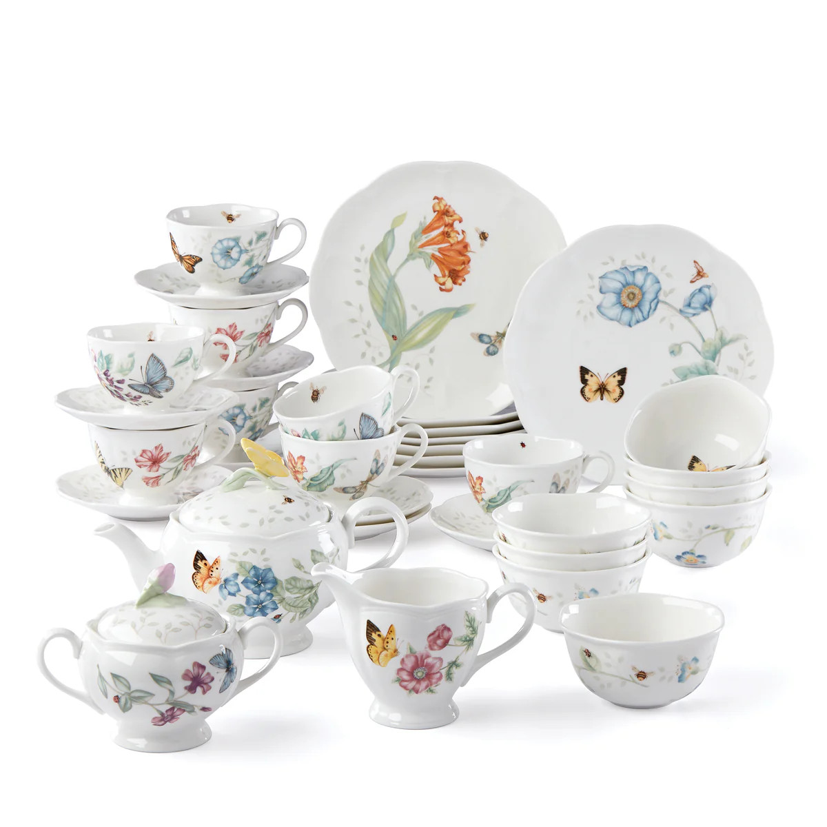 Butterfly Meadow 37-Piece Dessert & Tea Set | Lenox