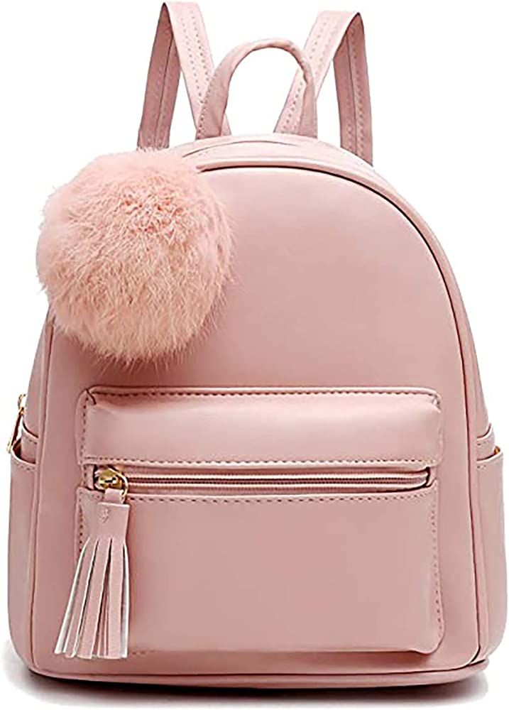IHAYNER Mini Backpack Purse for Girls Teens Women Purses PU Leather Pom Backpack Shoulder Bag wit... | Amazon (US)