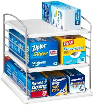 YouCopia UpSpace Adjustable Box Organizer for Foil Wrap and Kitchen Cabinet Storage, Original, Wh... | Amazon (US)