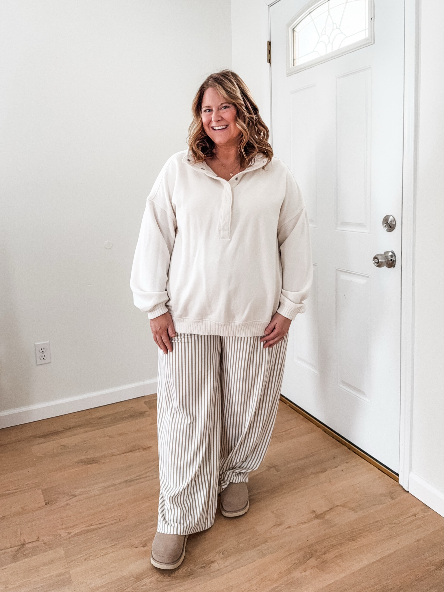 Wearing a large in my Aerie snap sweatshirt and an in my pants.  Currently 19 weeks pregnant and these pants are great now and will be great postpartum too.  Aerie sweatshirt is on sale!

#LTKSaleAlert #LTKBump #LTKMidsize