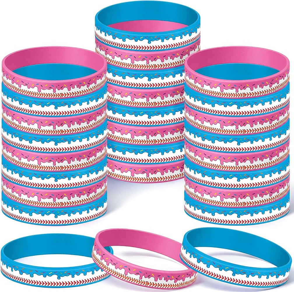 Kenning 24 Pcs Ice Cream Drip Baseball Bracelets Silicone Sport Wristbands Ice Cream Drip Theme B... | Amazon (US)