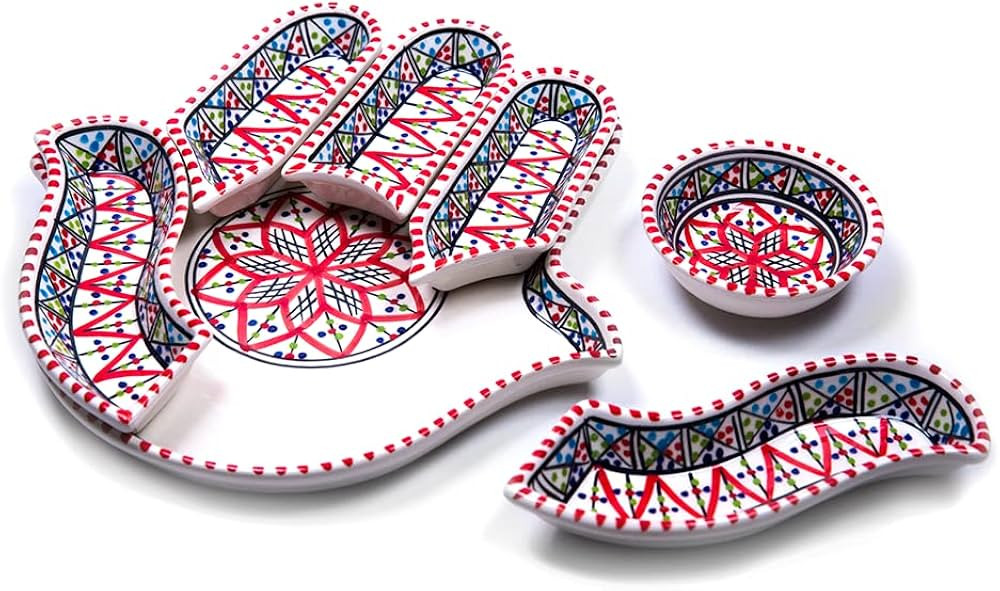 KAMSAH Plate Set & Serving Platter, Custom Hand-Painted Ceramic Appetizer Tray Serving Dishes for... | Amazon (US)