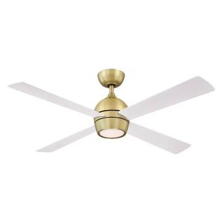 FANIMATION Kwad 52 in. Integrated LED Brushed Satin Ceiling Fan with Opal Frosted Glass Light Kit... | The Home Depot