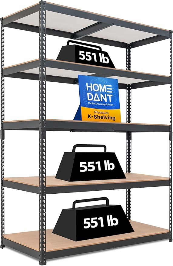 HOMEDANT 47.7" W Deep 5 Tier Heavy Duty Garage Shelving Adjustable Metal Rack Storage Shelves Sta... | Amazon (US)