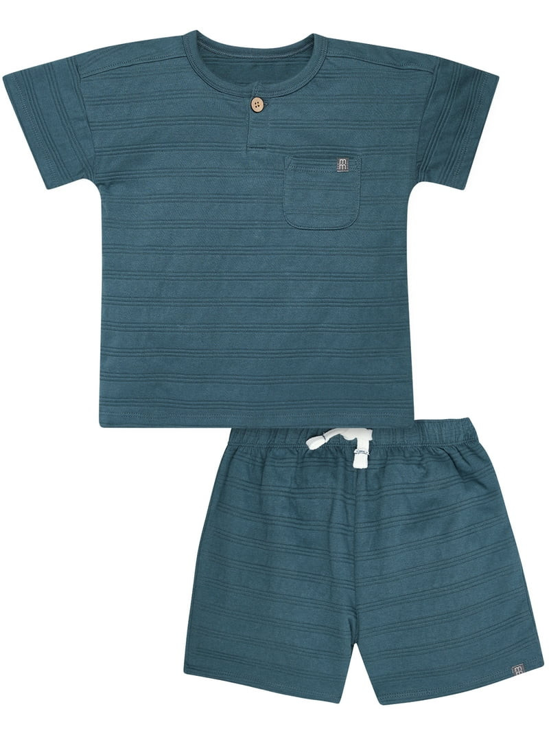 Modern Moments by Gerber Toddler Boy Oversized Textured Shirt and Short Outfit Set, 2-Piece, 12 M... | Walmart (US)