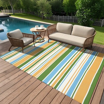 Outdoor Rug Waterproof Mat Outside Rugs for Patio Camping Balcony Modern Strip Plastic Straw Rug | Target