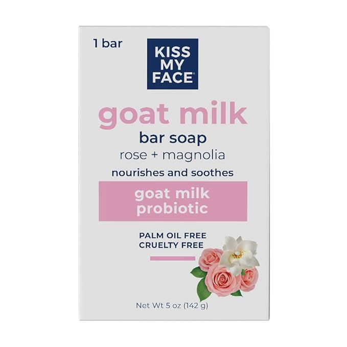 Kiss My Face Goat Milk Bar Soap - Rose + Magnolia - Probiotic Goat Milk Soap Bar - Cruelty Free a... | Amazon (US)
