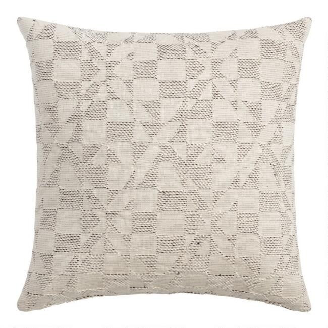 Gray and Ivory Textured Throw Pillow | World Market