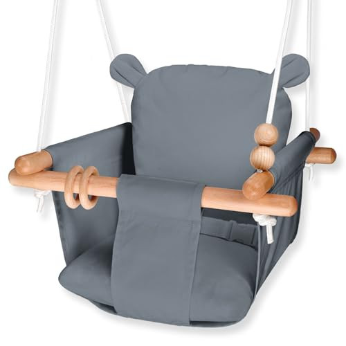 Baby Swing Outside Indoor-Wooden Infant Swing Outdoor, Secure Canvas Baby Hanging Swing Seat Porch Swing Chair for Tree and Backyard for Toddler | Amazon (US)