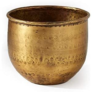 Serene Spaces Living Medium Antiqued Brass Vase - Simple Design with Curved Base Accent Piece, 5.75" | Amazon (US)