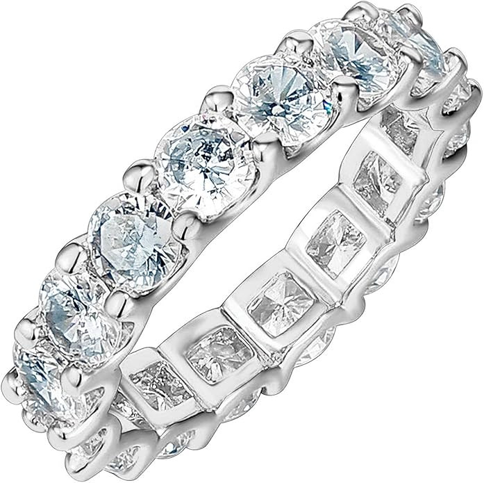 PAVOI 14K Gold Plated Rings Cubic Zirconia Love Ring | 4mm Stackable Rings for Women | Gold Rings... | Amazon (US)