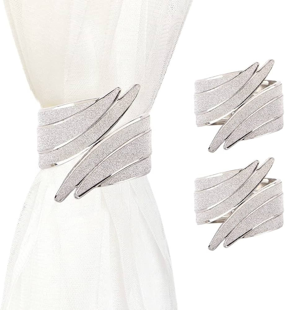 Huibaite Decorative Curtain Tiebacks, Shiny Metal Spring Drapery Holdbacks No Install Elastic Cur... | Amazon (US)