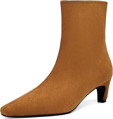 Beauty Cry Women's Booties Kitten Low Heel Square Toe Ankle Boots | Amazon (US)