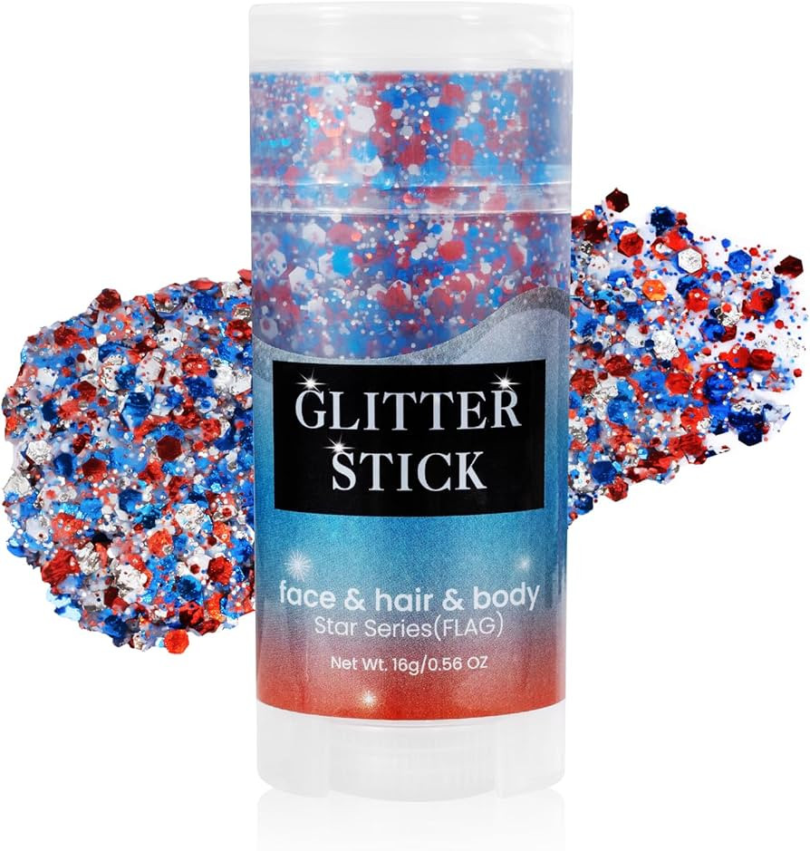 Mysense Red White and Blue Body Glitter Stick,4th of July Outfits for Women Kids,Fourth of July A... | Amazon (US)