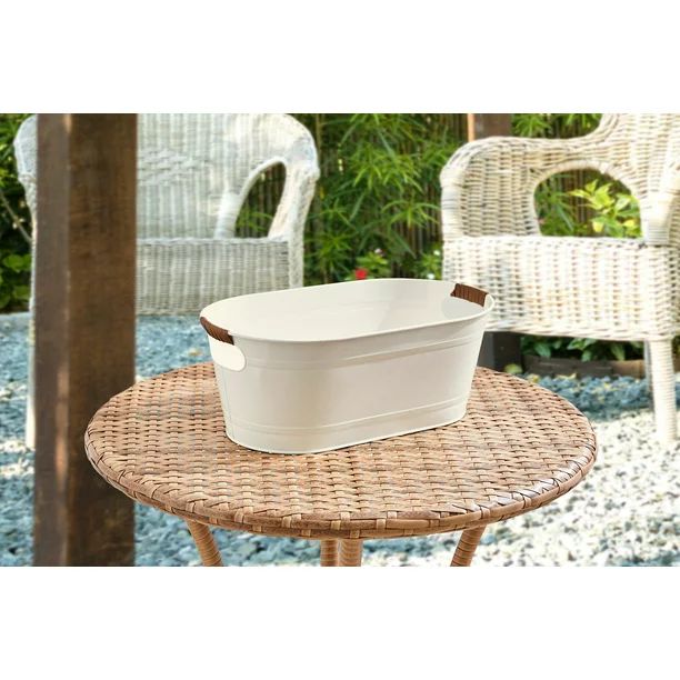 Better Homes & Gardens- White Small Oval Galvanized Tub, 15.86 in L x 9.21 in W x 6.02 in H | Walmart (US)