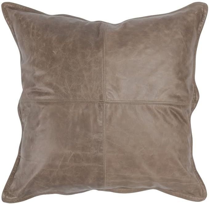 Kosas Home Cheyenne 22x22 Genuine Leather Throw Pillow in Taupe Brown | Amazon (US)