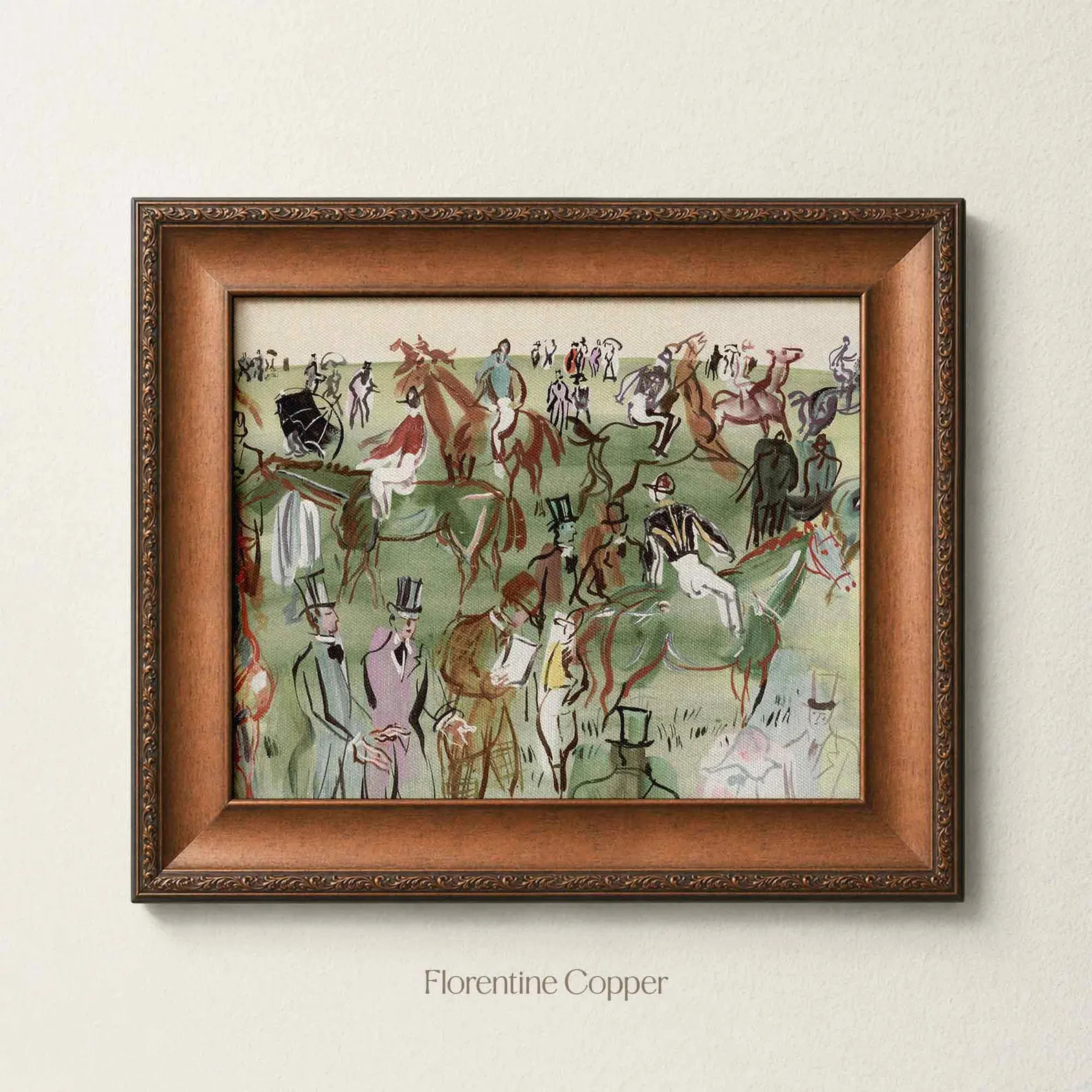 Vintage Horse Race Print, Abstract Equestrian Art, Framed Wall Art | Etsy (Global)