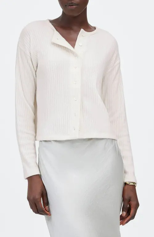 Madewell Relaxed Rib Button Front Cardigan in Winter White at Nordstrom, Size Small | Nordstrom