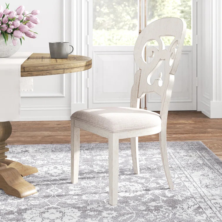 Harriett Linen Queen Anne Back Side Chair in Antique White (Set of 2) | Wayfair North America