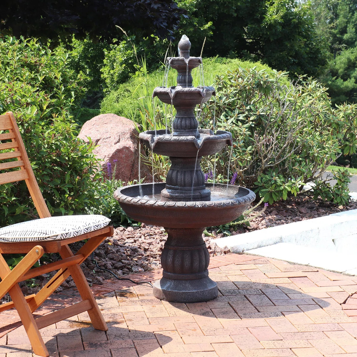 Andrina Mediterranean Light Brown Resin 4-Tier Outdoor Fountain | Wayfair North America