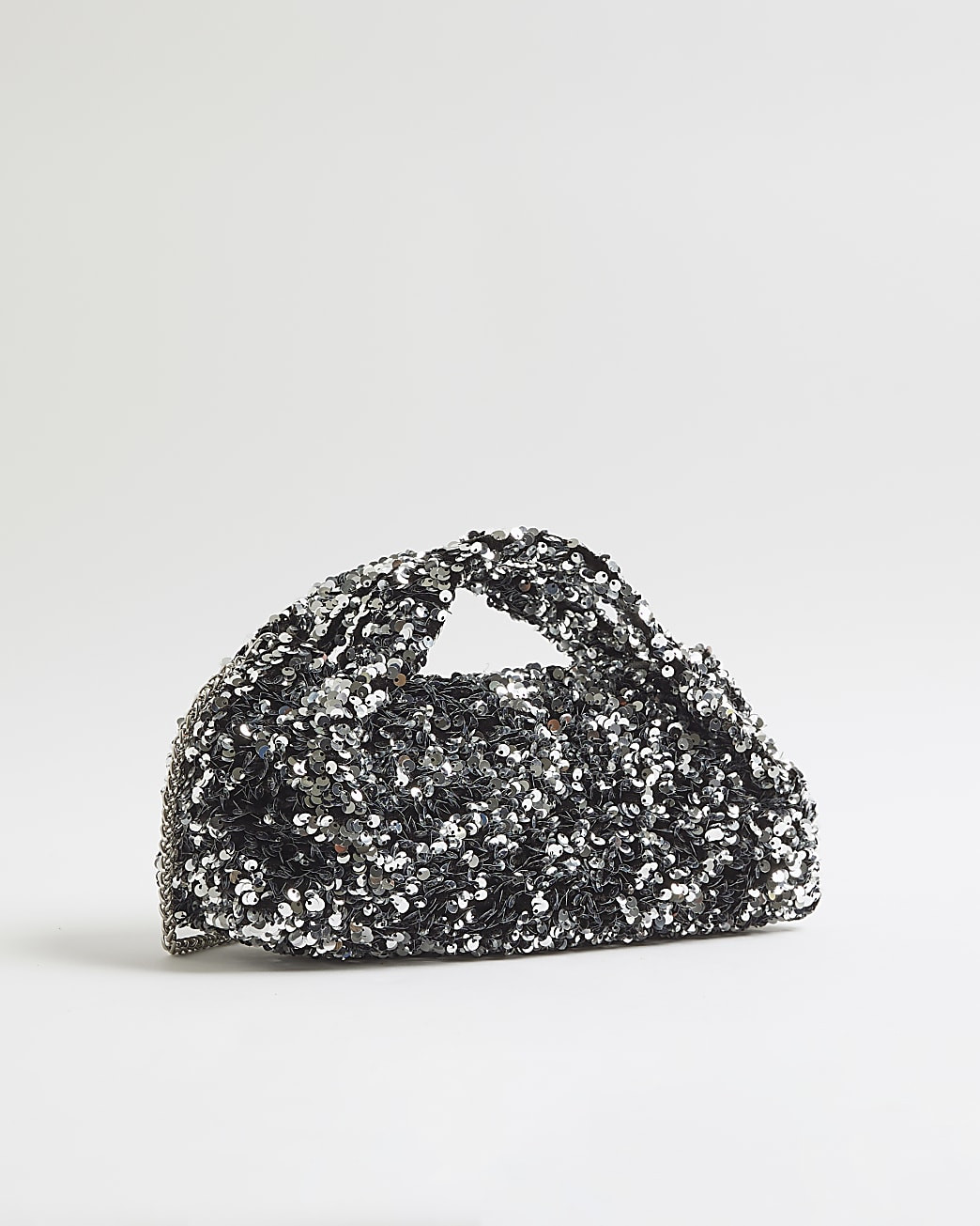 Silver Sequin Clutch Bag | River Island UK & IE