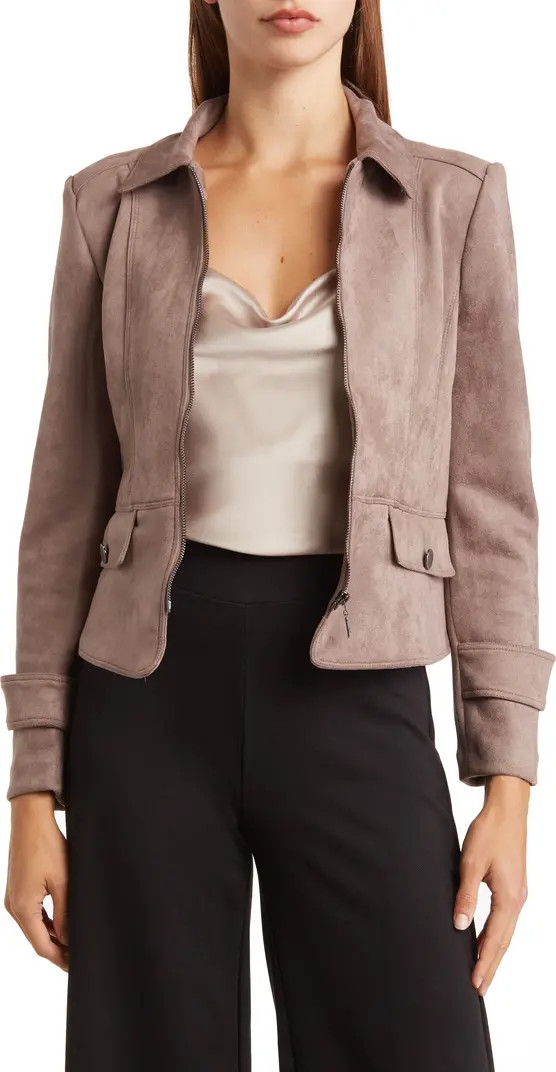 Faux Suede Crop Zip Jacket | Nordstrom Rack