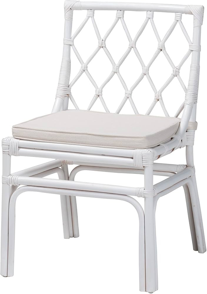bali & pari Carwyn Bohemian White Rattan Dining Chair | Amazon (US)