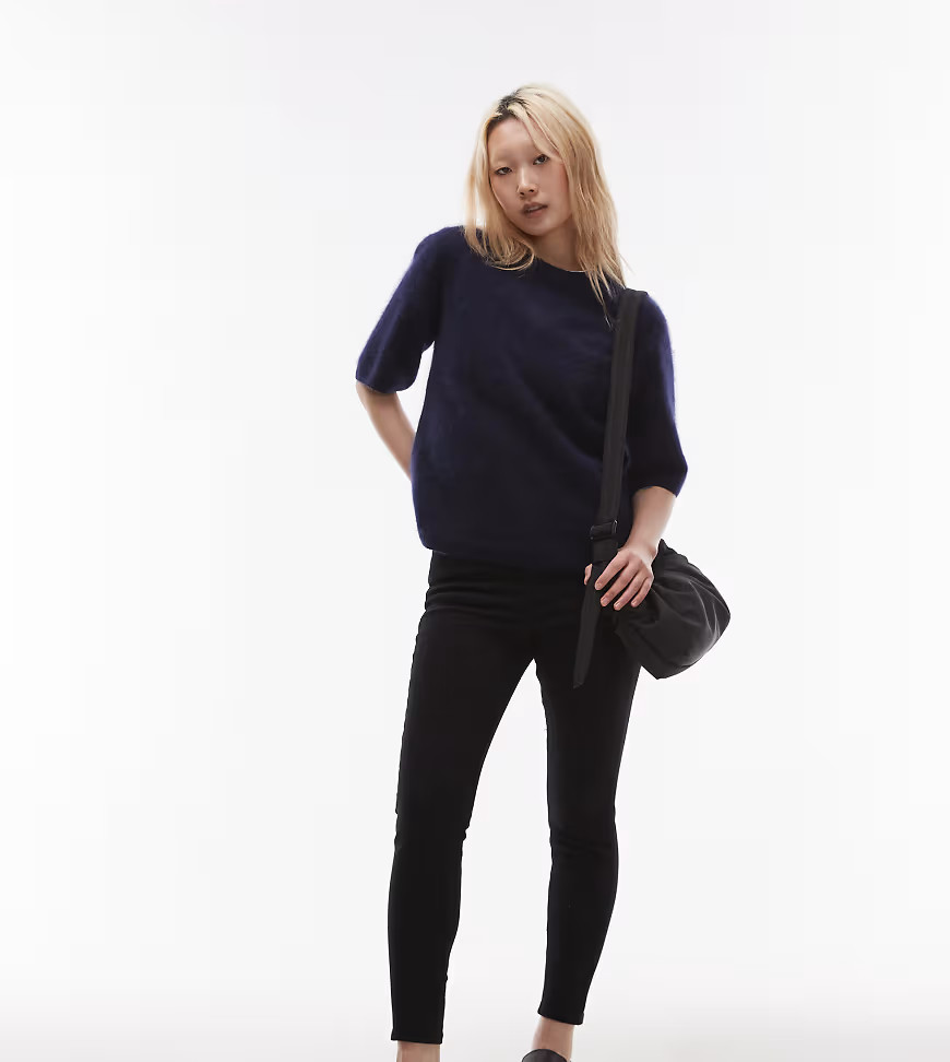 Topshop Petite Jamie high rise jeans in black | ASOS (Global)