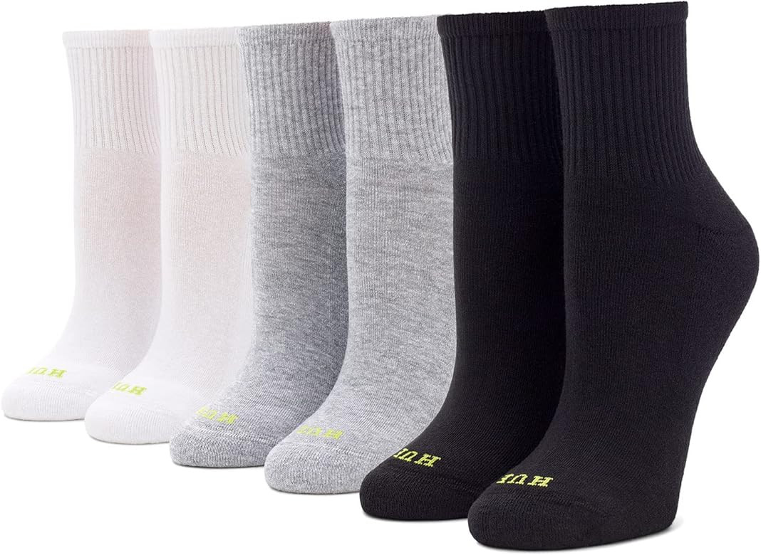HUE Women's Cotton Mini Crew Socks - Size 6-10 - Ladies Athletic Cushioned Workout Socks | Amazon (US)