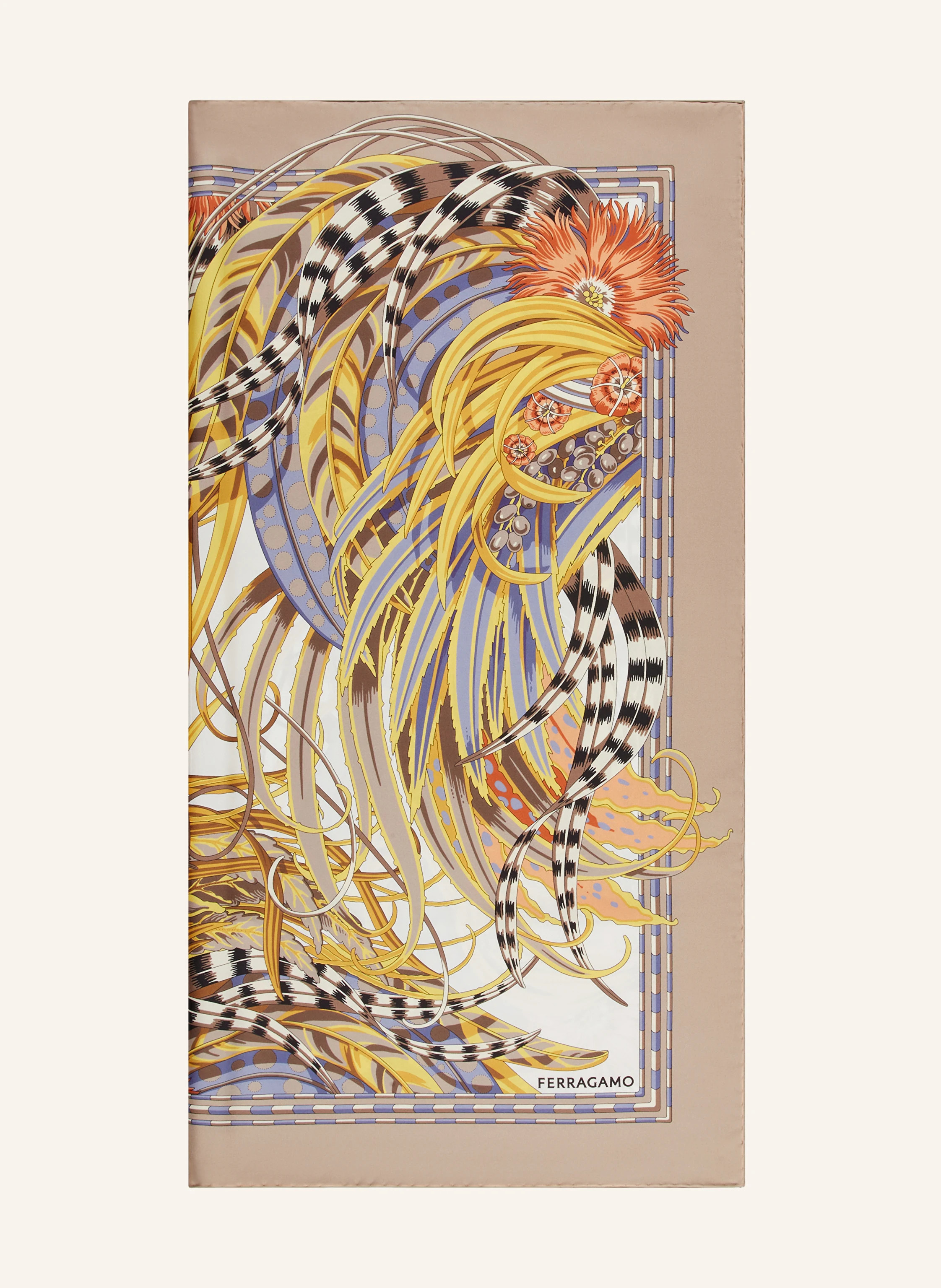 FERRAGAMO Seidentuch in beige / blaugrau / gelb | Breuninger (DACH)