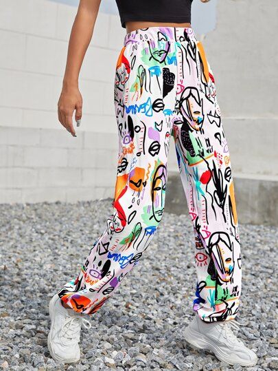 SHEIN Graffiti Print Sweatpants | SHEIN