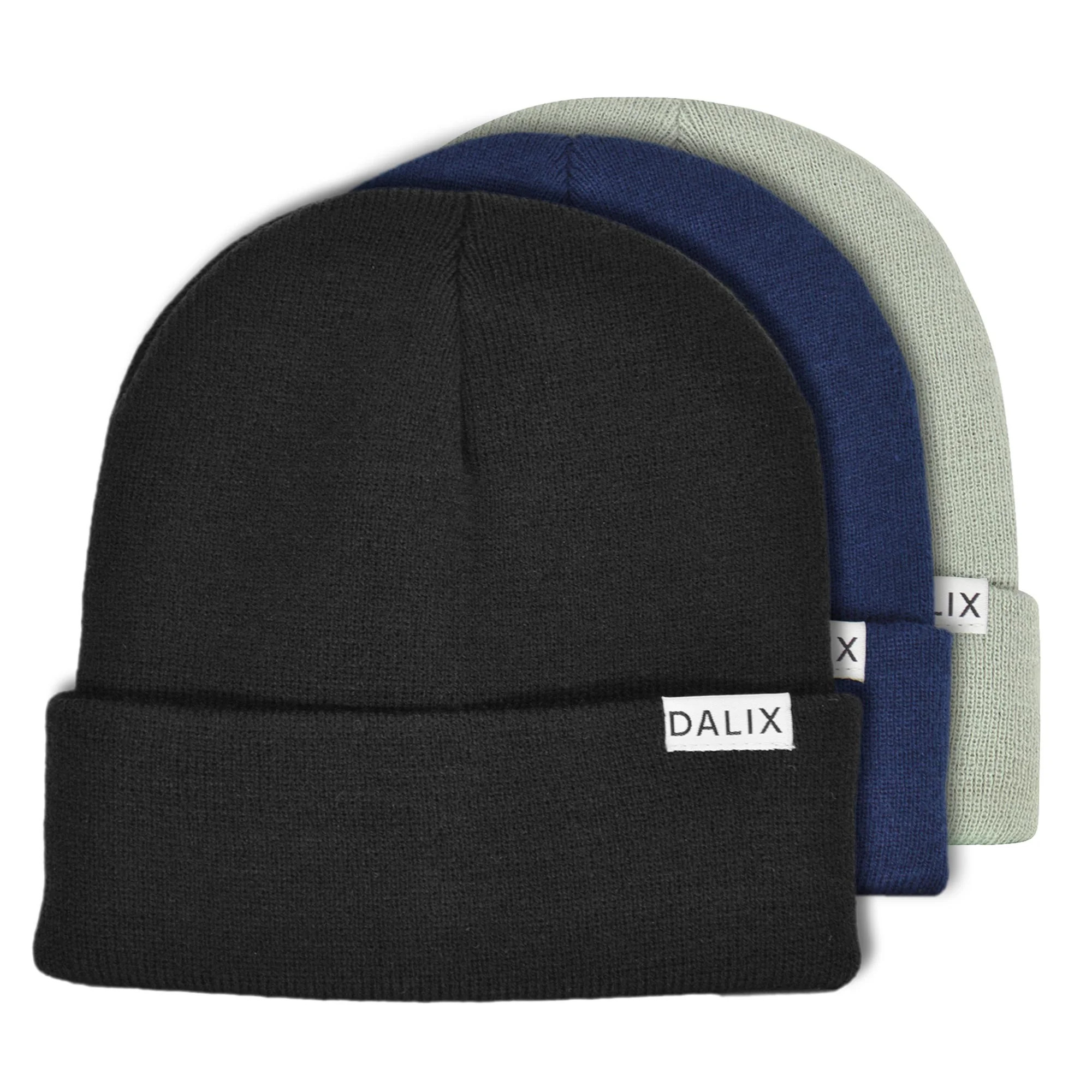 DALIX Assorted 1 Adult 12" Cuff Beanie Cap 3 Pack | Walmart (US)