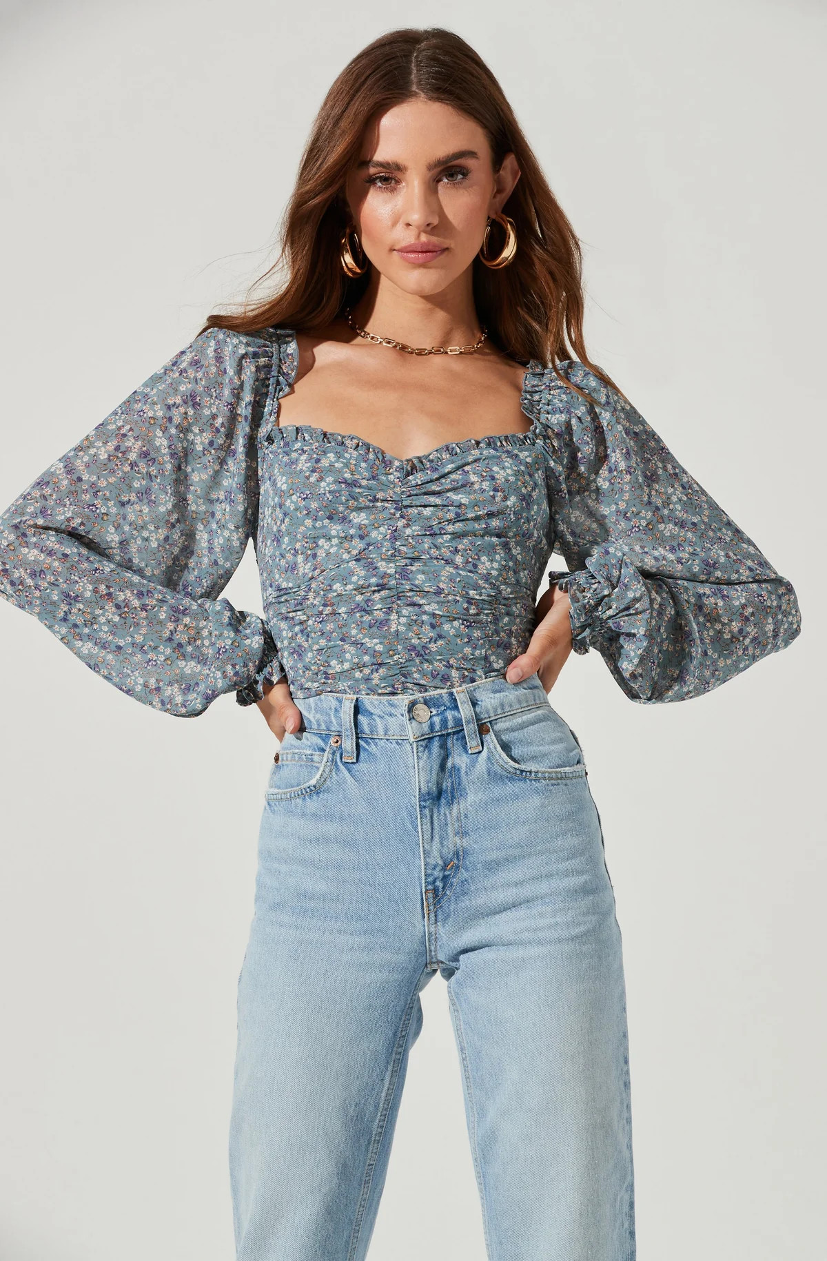 Sweetheart Neck Long Sleeve Top | ASTR The Label (US)