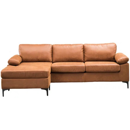 17 Stories 100.78" Wide Faux leather Reversible Sofa & Chaise | Wayfair | Wayfair North America