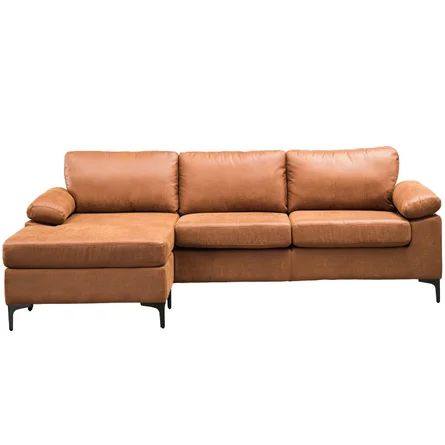 17 Stories 100.78" Wide Faux leather Reversible Sofa & Chaise | Wayfair | Wayfair North America