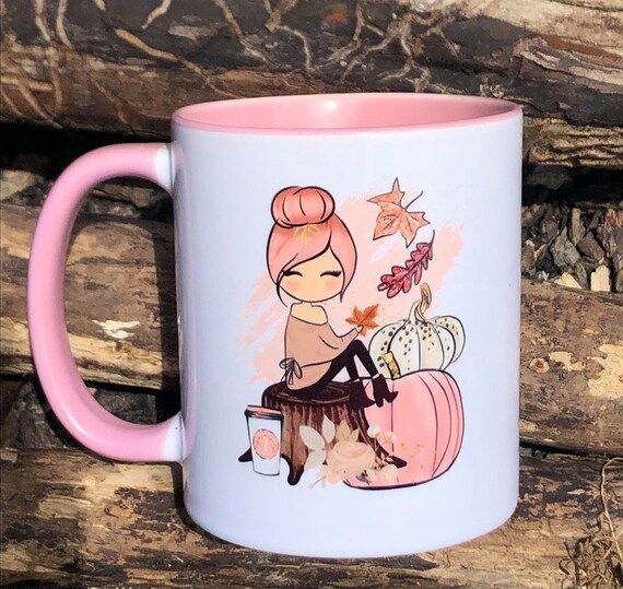 Fall Mug Pink Pumpkin Spice Mug | Etsy | Etsy (US)