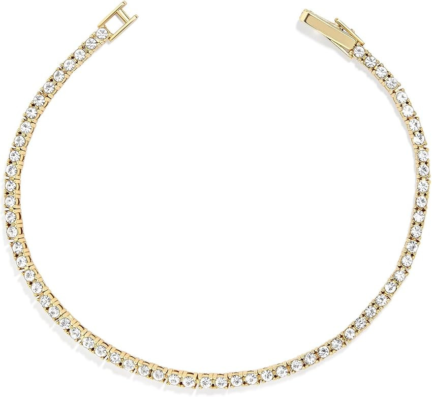 Bennett Tennis Bracelet for Women, Gold-Plated Brass - Hypoallergenic W/Cubic Zirconia Stones | Amazon (US)