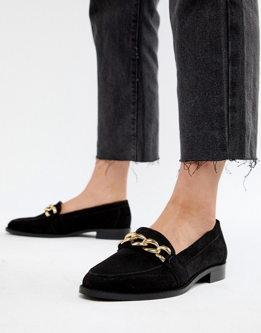 ASOS DESIGN Mighty suede chain loafers - Black | ASOS US