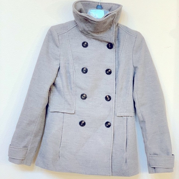 H&M Gray Wool Pea Coat Jacket Double Breasted Size Medium | Poshmark