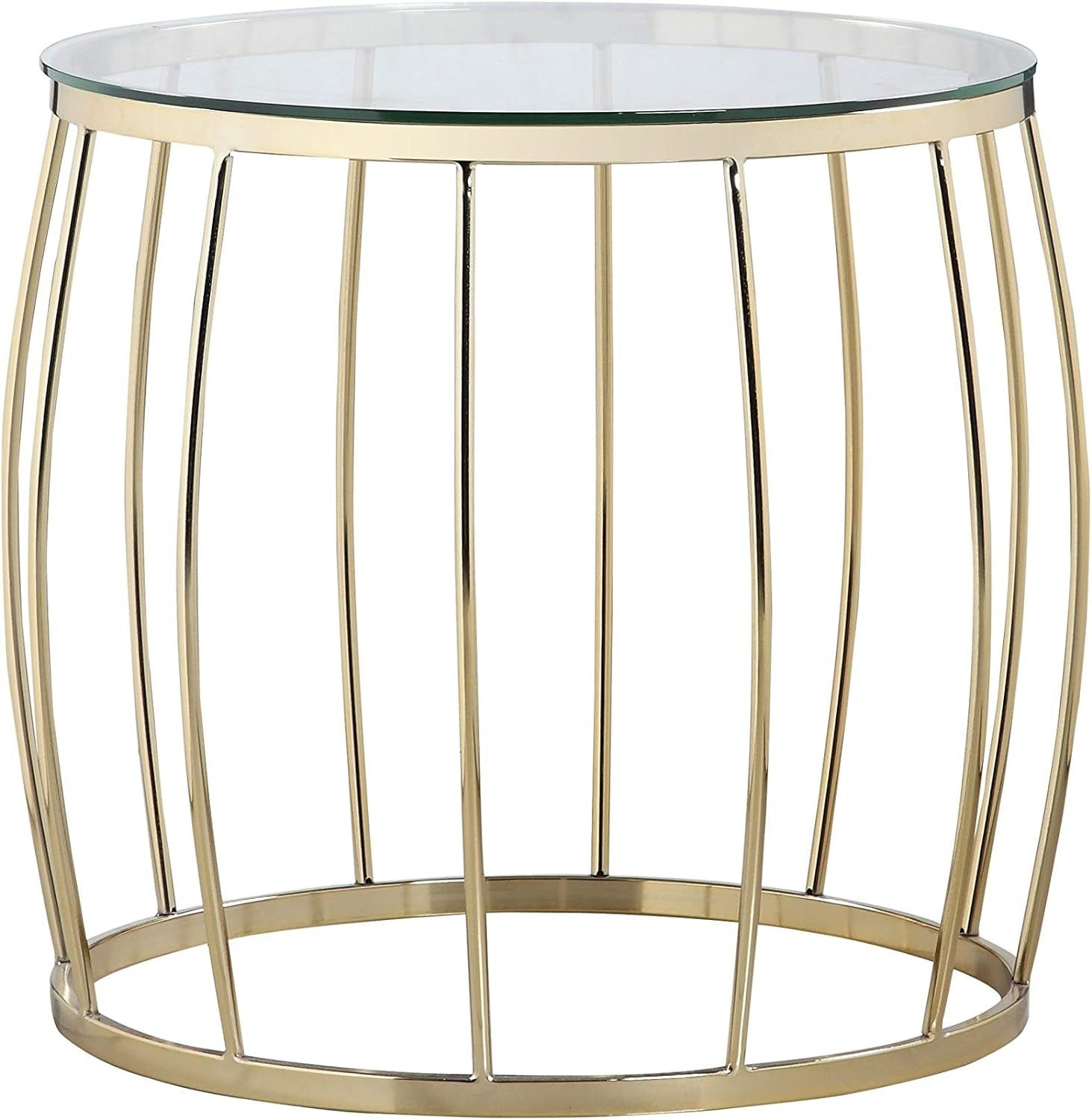 Chic Home Robson Side Table Bowed Spindle Round Base Glass Top | Amazon (US)